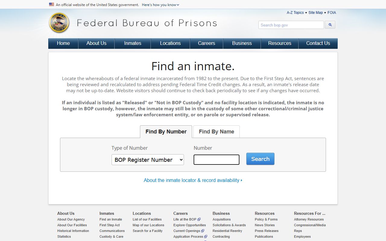 BOP locator separate from Cheyenne County jail mugshots