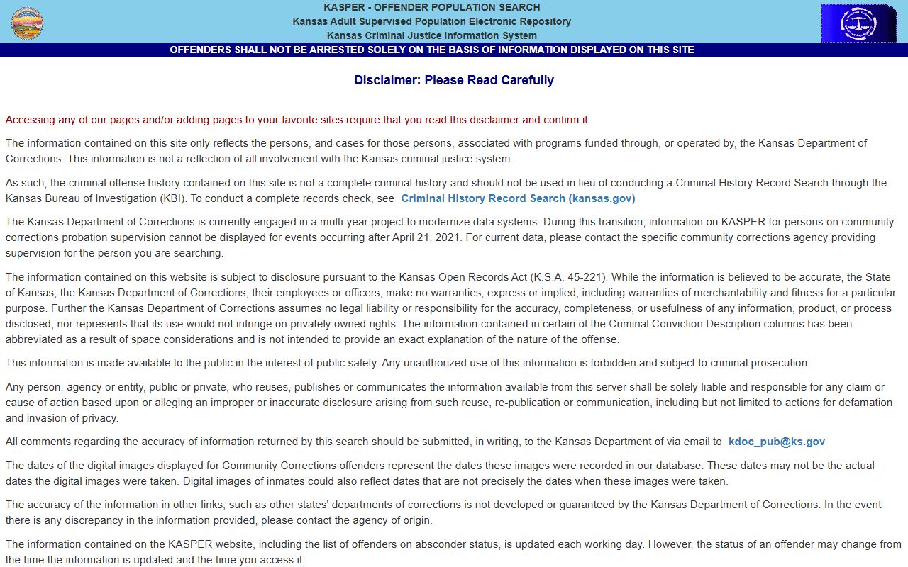 KASPER state offender search for Cheyenne County sentenced inmate lookup